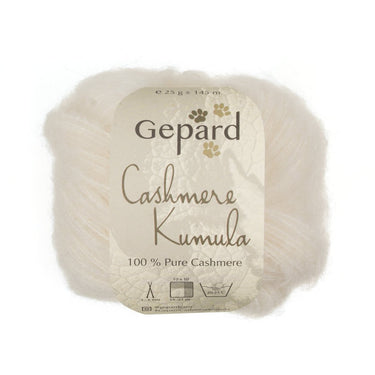 Kumula fluffy 100 percent cashmere yarn by Gepard Garn in 101 Creme