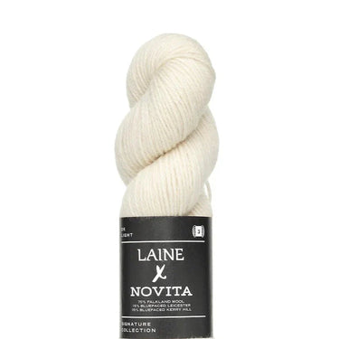 Laine x Novita DK yarn in natural shade, ideal for double knitting projects, made from Falkland wool and British fibres.