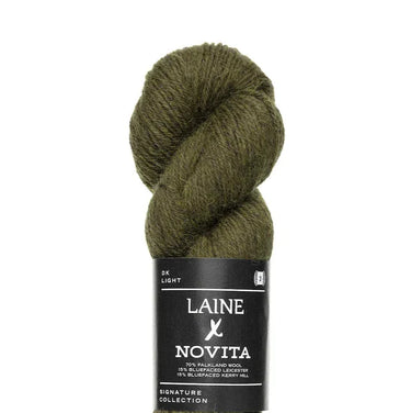 Laine x Novita DK yarn skein, premium British fibers in DK weight.