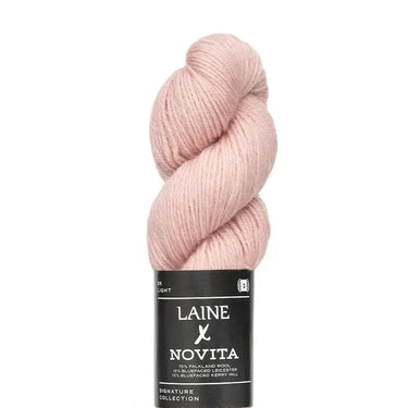 Laine x Novita DK yarn in pink, high-quality British fibres, DK weight, made from Falkland wool, Bluefaced Leicester, and Kerry Hill.