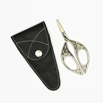 Lantern Moon Scissors | Handwork Scissors & Leather Case, , Beautifully crafted Lantern Moon scissors with gold-tone handles and pointed blades. Includes a protective leather case—perfect for all needlework and crafting., Knit With Me