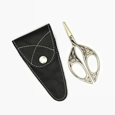 Lantern Moon Scissors | Handwork Scissors & Leather Case, , Beautifully crafted Lantern Moon scissors with gold-tone handles and pointed blades. Includes a protective leather case—perfect for all needlework and crafting., Knit With Me