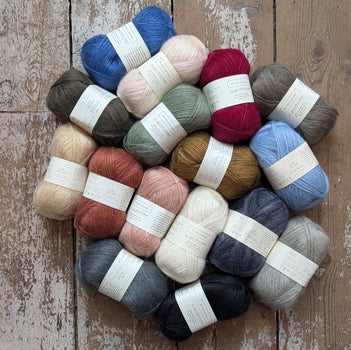 Le Gros Silk & Mohair | Biches & Bûches Group of all colours on the floor at Knit With Me yarn shop