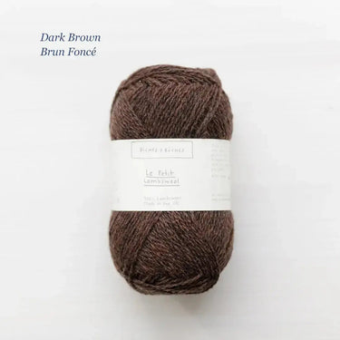 Le Petit Lambswool | Biches and Buches, colour: Dark Brown, The lambswool blend provides the perfect balance of structure and drape. This fingering-weight yarn is a Scottish lambswool with tweed yarn speckles. , Knit With Me
