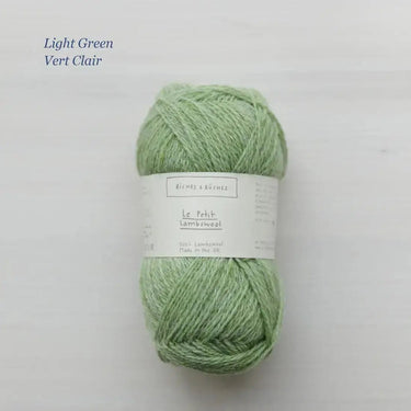 Le Petit Lambswool | Biches and Buches, colour: Light Green, The lambswool blend provides the perfect balance of structure and drape. This fingering-weight yarn is a Scottish lambswool with tweed yarn speckles. , Knit With Me