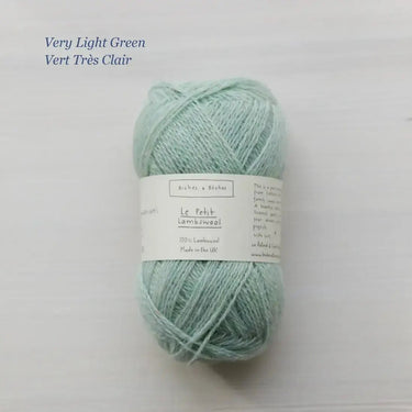 Le Petit Lambswool | Biches and Buches, colour: Very Light Green, The lambswool blend provides the perfect balance of structure and drape. This fingering-weight yarn is a Scottish lambswool with tweed yarn speckles. , Knit With Me