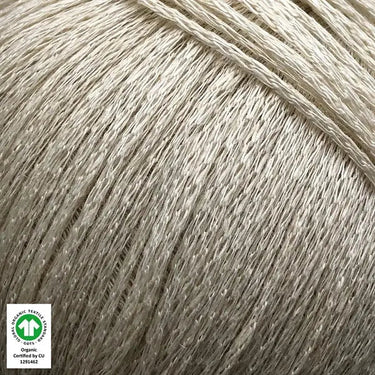 Løvetand organic linen yarn by CaMaRose, beige chainette texture, ideal for summer knitwear like tops, dresses, and beach bags.