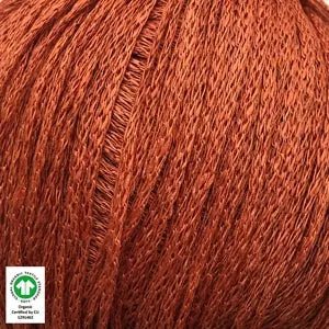 Close-up of Løvetand by CaMaRose, organic linen chainette yarn, ideal for summer knitwear and crochet projects, in rich brown color.