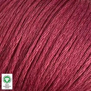 Løvetand by CaMaRose organic linen yarn in red, ideal for summer knitwear like tops and skirts. Chainette structure, eco-friendly.