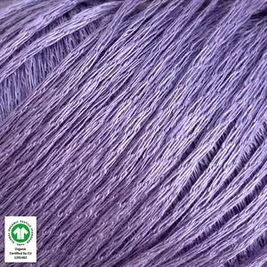 Løvetand by CaMaRose, 100% organic linen chainette yarn in purple, ideal for summer knitwear and crochet bags.