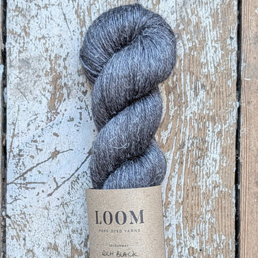Loom | Alpaca Linen & Silk 4ply yarn in Rich Black option at Knit With Me yarn shop