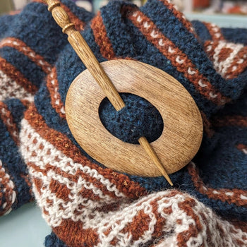 Lykke Shawl Pins | Rosewood & Mango Finishing Touch UK, Style: Rosewood Oval, Add a handcrafted finish to shawls & knits with Lykke wood pins. Elegant rosewood or mango—ideal for UK-made garments & gifts., Knit With Me
