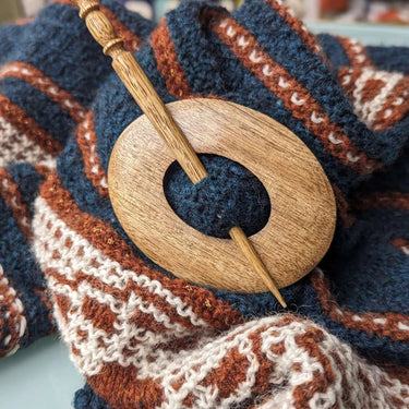 Lykke Shawl Pins | Rosewood & Mango Finishing Touch UK, Style: Rosewood Oval, Add a handcrafted finish to shawls & knits with Lykke wood pins. Elegant rosewood or mango—ideal for UK-made garments & gifts., Knit With Me