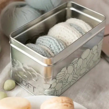 TOFT Macarons Crochet Kit | Gourmet Amigurumi in a Tin, , Crochet two macarons or one cute dessert character with TOFT’s gourmet kit. Includes DK yarn, tools & a keepsake tin—perfect gift idea!, Knit With Me