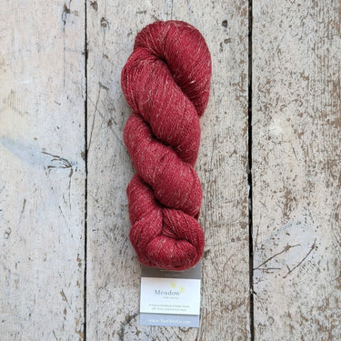 Fibre Co. | Meadow Yarn | Baby Llama, Merino, Silk & Linen, Color: Red Clover, Meadow is a luxe lace-weight blend of llama, merino, silk & linen. Soft with crisp stitch definition—perfect for light UK knits & shawls., Knit With Me
