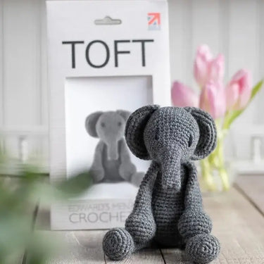 TOFT | Bridget the Elephant Kit | Beginner Crochet Animal, , Crochet Bridget the Elephant with this bestselling TOFT kit. Includes UK wool, hook & tools—perfect beginner project or thoughtful gift., Knit With Me