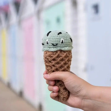 Crochet Ice Cream Kit | Mint Choc Chip Amigurumi Toy, , Crochet a fun mint choc chip ice cream cone! This kit includes yarn, stuffing & extras—perfect UK amigurumi project for playful gifting., Knit With Me