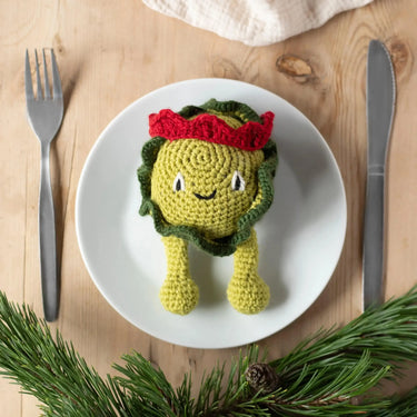 TOFT | Brussels Sprout Kit | Amigurumi Veg Crochet, , Crochet your own Brussels sprout with TOFT’s veggie kit! Includes DK wool, festive crown & eco stuffing—fun UK gift for crochet lovers., Knit With Me