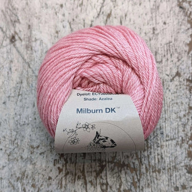Eden Cottage | Milburn DK | Bluefaced Leicester & Silk Yarn, Color: Azalea, Milburn DK blends British BFL & Mulberry silk for sheen, warmth & wearability. Soft, durable yarn—machine washable & perfect for garments., Knit With Me