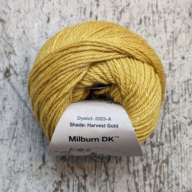 Eden Cottage | Milburn DK | Bluefaced Leicester & Silk Yarn, Color: Harvest Gold, Milburn DK blends British BFL & Mulberry silk for sheen, warmth & wearability. Soft, durable yarn—machine washable & perfect for garments., Knit With Me