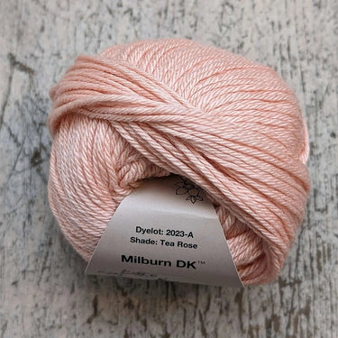 Eden Cottage | Milburn DK | Bluefaced Leicester & Silk Yarn, Color: Tea Rose, Milburn DK blends British BFL & Mulberry silk for sheen, warmth & wearability. Soft, durable yarn—machine washable & perfect for garments., Knit With Me