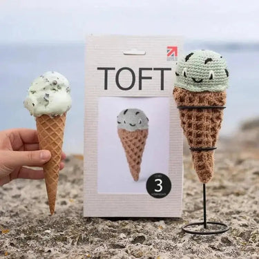 Crochet Ice Cream Kit | Mint Choc Chip Amigurumi Toy, , Crochet a fun mint choc chip ice cream cone! This kit includes yarn, stuffing & extras—perfect UK amigurumi project for playful gifting., Knit With Me