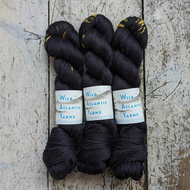 Wild Atlantic | Niamh | Merino & Silk Yarn, Colour: Blackbird, A luxurious blend of silk and merino combined to produce this beautifully soft base. Niamh means lustre, radiance and brightness which is this sumptuous yarn. With wonderful stitch definition