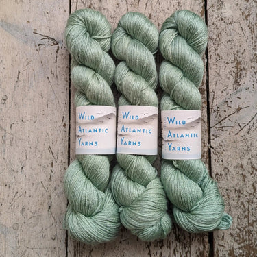 Wild Atlantic | Niamh | Merino & Silk Yarn, Colour: Clover, A luxurious blend of silk and merino combined to produce this beautifully soft base. Niamh means lustre, radiance and brightness which is this sumptuous yarn. With wonderful stitch definition and