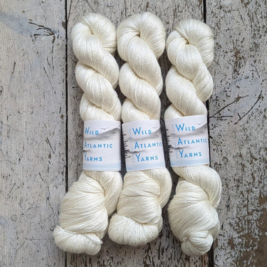 Wild Atlantic | Niamh | Merino & Silk Yarn, Colour: Daisy, A luxurious blend of silk and merino combined to produce this beautifully soft base. Niamh means lustre, radiance and brightness which is this sumptuous yarn. With wonderful stitch definition and