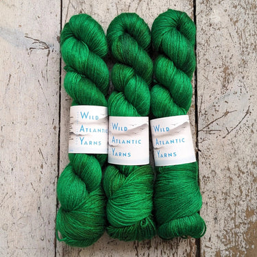Wild Atlantic | Niamh | Merino & Silk Yarn, Colour: Emerald Isle, A luxurious blend of silk and merino combined to produce this beautifully soft base. Niamh means lustre, radiance and brightness which is this sumptuous yarn. With wonderful stitch definiti