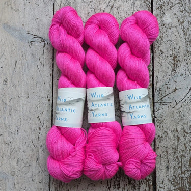 Wild Atlantic | Niamh | Merino & Silk Yarn, Colour: Fuchsia Pop, A luxurious blend of silk and merino combined to produce this beautifully soft base. Niamh means lustre, radiance and brightness which is this sumptuous yarn. With wonderful stitch definitio