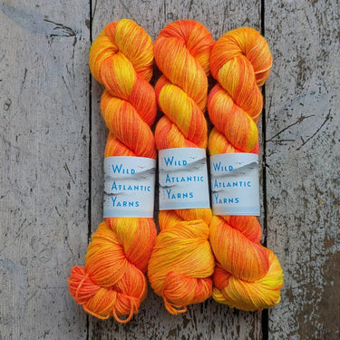 Wild Atlantic | Niamh | Merino & Silk Yarn, Colour: Pheonix Feather, A luxurious blend of silk and merino combined to produce this beautifully soft base. Niamh means lustre, radiance and brightness which is this sumptuous yarn. With wonderful stitch defin