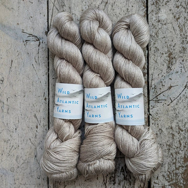 Wild Atlantic | Niamh | Merino & Silk Yarn, Colour: Sandstone, A luxurious blend of silk and merino combined to produce this beautifully soft base. Niamh means lustre, radiance and brightness which is this sumptuous yarn. With wonderful stitch definition