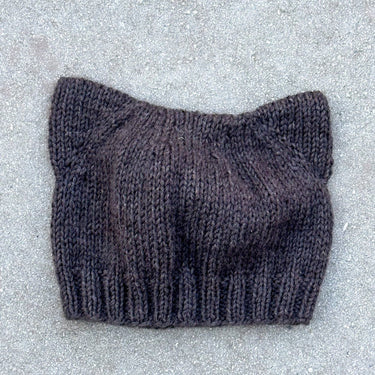 Olive's Cat Beanie Kit with cat ears in KFO Heavy Merino and Soft Silk Mohair at Knit With Me yarn shop