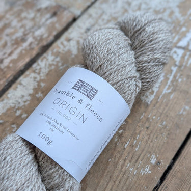 Origin 002 by Bramble & Fleece | DK BFL and Brown Masham in option at Knit With Me yarn shop