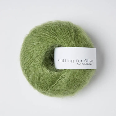 Knitting For Olive | Soft Silk Mohair, colour: Pea Shoots, A luxurious mohair yarn blend. Finest Kid Mohair and Mulberry silk fingering yarn. This yarn is incredible held double or with Knitting For Olive Merino, Knit With Me