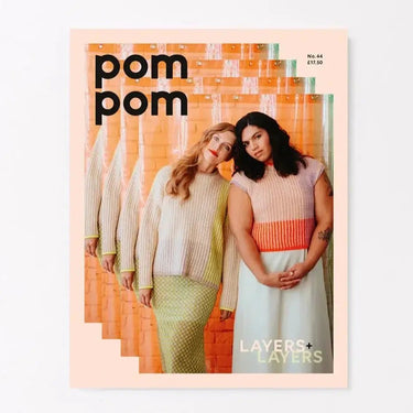 PomPom Issue 44: Spring 2023, , You never know what the day will bring with spring, so it’s the perfect season for layering! All of the pieces in this issue play with opacity, texture, and colourwork, layering techniques, tones, and transparency - sometim
