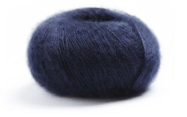 Lamana | Premia | Lace Weight Silk Mohair, Color: 11 Navy, Lace weight silk mohair yarn—Premia is airy, soft & luminous. Luxury knitting wool UK for light shawls or paired with Como for rich textures., Knit With Me