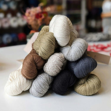 Illimani | Sabri I | Organic Cotton & Baby Alpaca Yarn, Color: 81 Bone, Sabri I is a GOTS-certified blend of baby alpaca & organic cotton. Lightweight & soft—perfect UK yarn for summer cardigans & shawls., Knit With Me