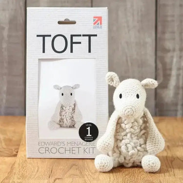 TOFT | Simon the Sheep Kit | Beginner Crochet Toy, , Crochet Simon the Sheep with this fun beginner kit! Includes UK-spun wool & tools. Perfect for crafting soft toys with luxury knitting wool UK., Knit With Me