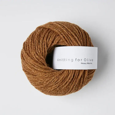 Knitting for Olive Heavy Merino yarn in brown, 100% Merino wool, natural texture, sourced ethically from New Zealand.