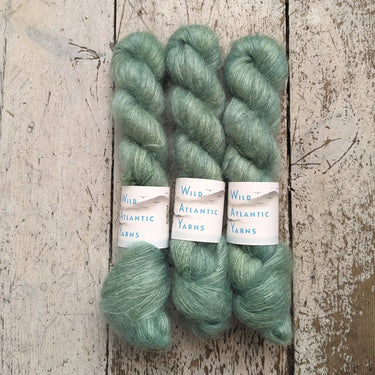 Wild Atlantic Yarn | Sorcha | Vibrant Bright Yarns, Colour: Clover, Named after the Irish word for bright, light & radiant, Sorcha, is a lace weight mohair/silk base. Wonderfully versatile, this yarn can be used alone for light and airy knits, or combined