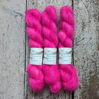 Wild Atlantic Yarn | Sorcha | Vibrant Bright Yarns, Colour: Fushia Pop, Named after the Irish word for bright, light & radiant, Sorcha, is a lace weight mohair/silk base. Wonderfully versatile, this yarn can be used alone for light and airy knits, or comb