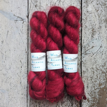 Wild Atlantic Yarn | Sorcha | Vibrant Bright Yarns, Colour: Ladybird, Named after the Irish word for bright, light & radiant, Sorcha, is a lace weight mohair/silk base. Wonderfully versatile, this yarn can be used alone for light and airy knits, or combin