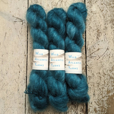 Wild Atlantic Yarn | Sorcha | Vibrant Bright Yarns, Colour: Mallard, Named after the Irish word for bright, light & radiant, Sorcha, is a lace weight mohair/silk base. Wonderfully versatile, this yarn can be used alone for light and airy knits, or combine