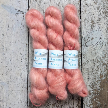 Wild Atlantic Yarn | Sorcha | Vibrant Bright Yarns, Colour: Peach Orchard, Named after the Irish word for bright, light & radiant, Sorcha, is a lace weight mohair/silk base. Wonderfully versatile, this yarn can be used alone for light and airy knits, or c