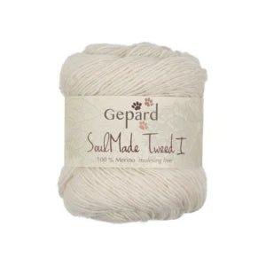 SoulMade Tweed I | Gepard Merino in 101 option at Knit With Me yarn shop