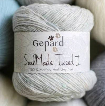 SoulMade Tweed I | Gepard Merino in 101 option at Knit With Me yarn shop