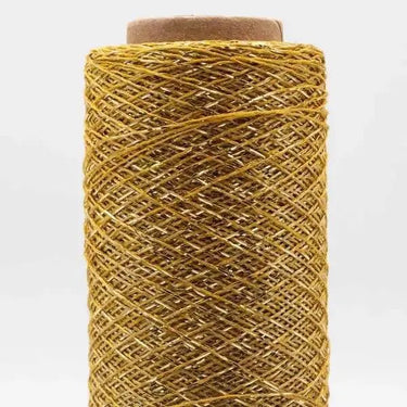 Golden spool of Stellaris Kremke Soul Wool metallic yarn, ideal for adding shimmer to knit and crochet projects.
