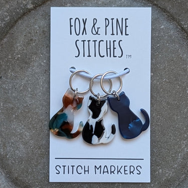Stitch Markers | Fox & Pine in Bold Cats option at Knit With Me yarn shop